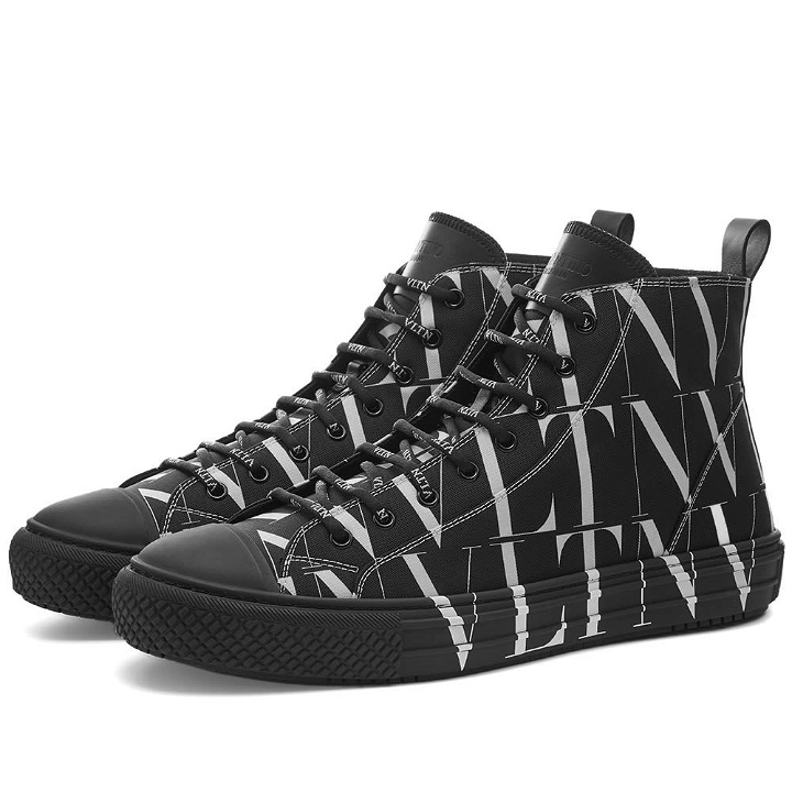 Photo: Valentino All Over Print Canvas High Top Sneaker