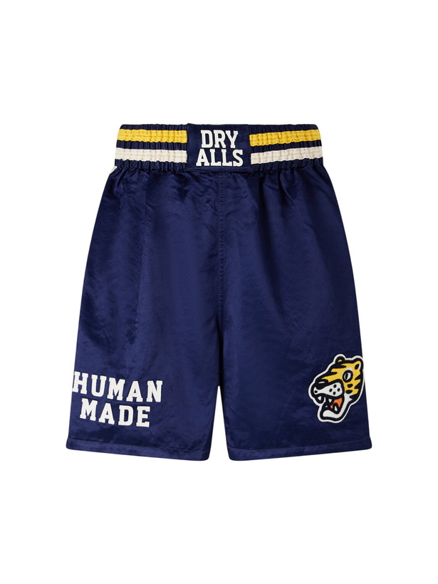 Photo: Human Made - Straight-Leg Logo-Embroidered Cotton-Blend Shorts - Blue