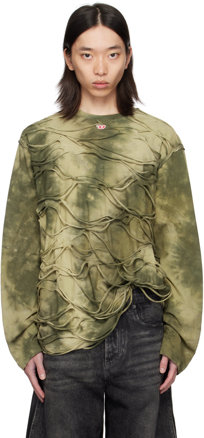 トップス DIESEL T-cranet-LS Diesel Khaki T-Cranet-Ls Long Sleeve T-Shirt Diesel