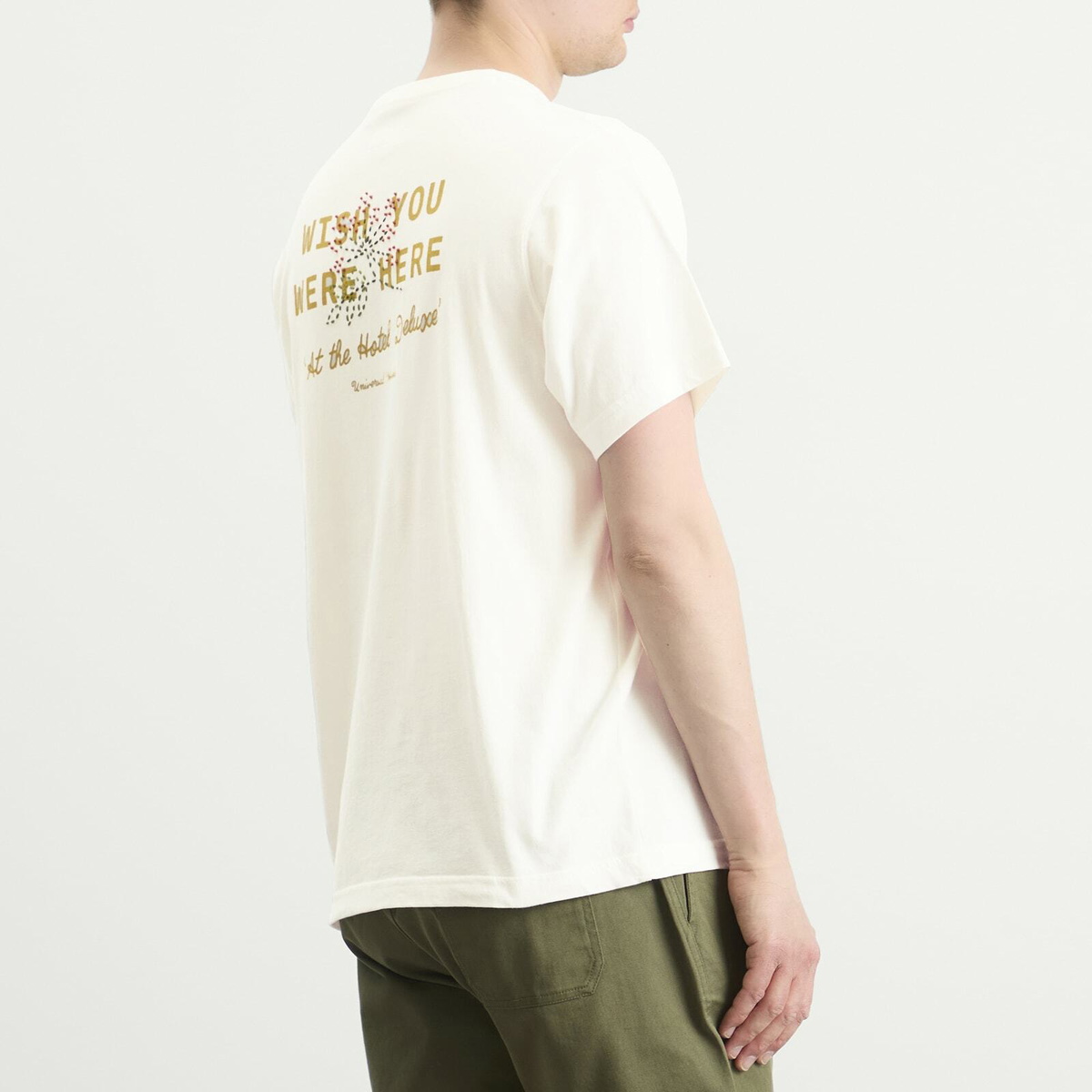 Universal Works Men's Wish You Were Here T-Shirt in Ecru
