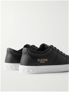 Valentino - Valentino Garavani Cityplanet Rockstud Logo-Print Leather Sneakers - Black