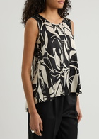 High Cue Printed Satin top Beige