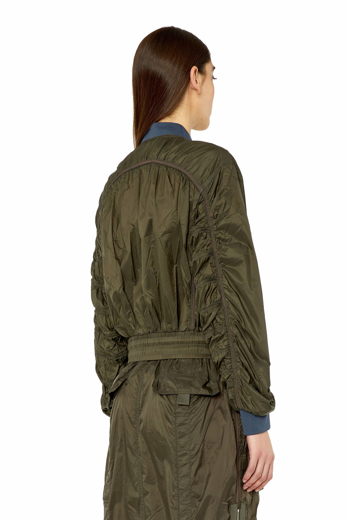 Diesel Bomber jacket in light nylon - Jackets Womens in Green