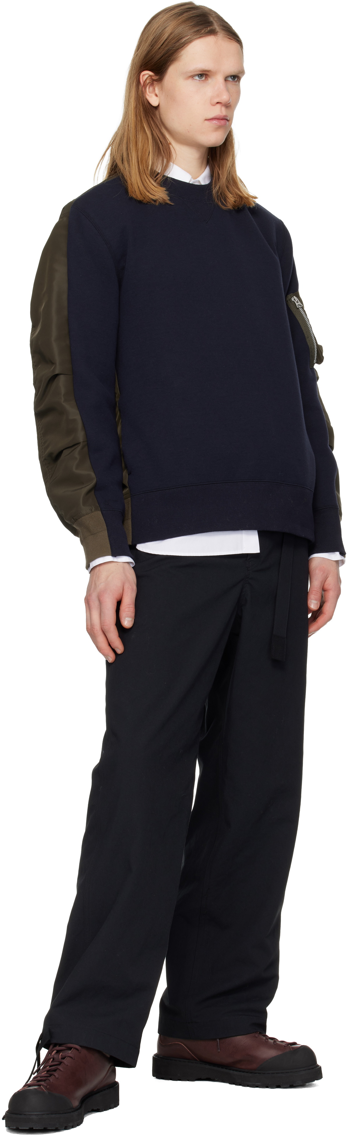 sacai Navy & Khaki Sponge Pullover Sweatshirt Sacai
