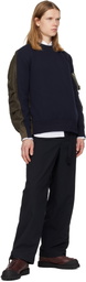 sacai Navy & Khaki Sponge Pullover Sweatshirt