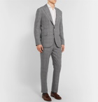 Brunello Cucinelli - Grey Slim-Fit Prince of Wales Checked Wool, Linen and Silk-Blend Trousers - Gray