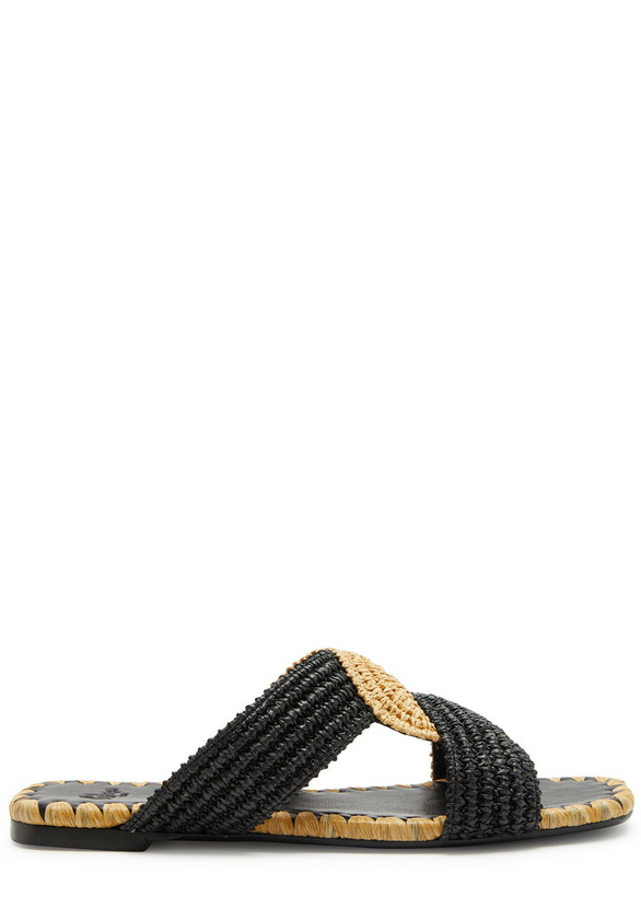 Photo: Castañer Prado Raffia Sliders Black