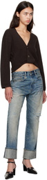 R13 Brown Twisted Front Ribbed Cardigan