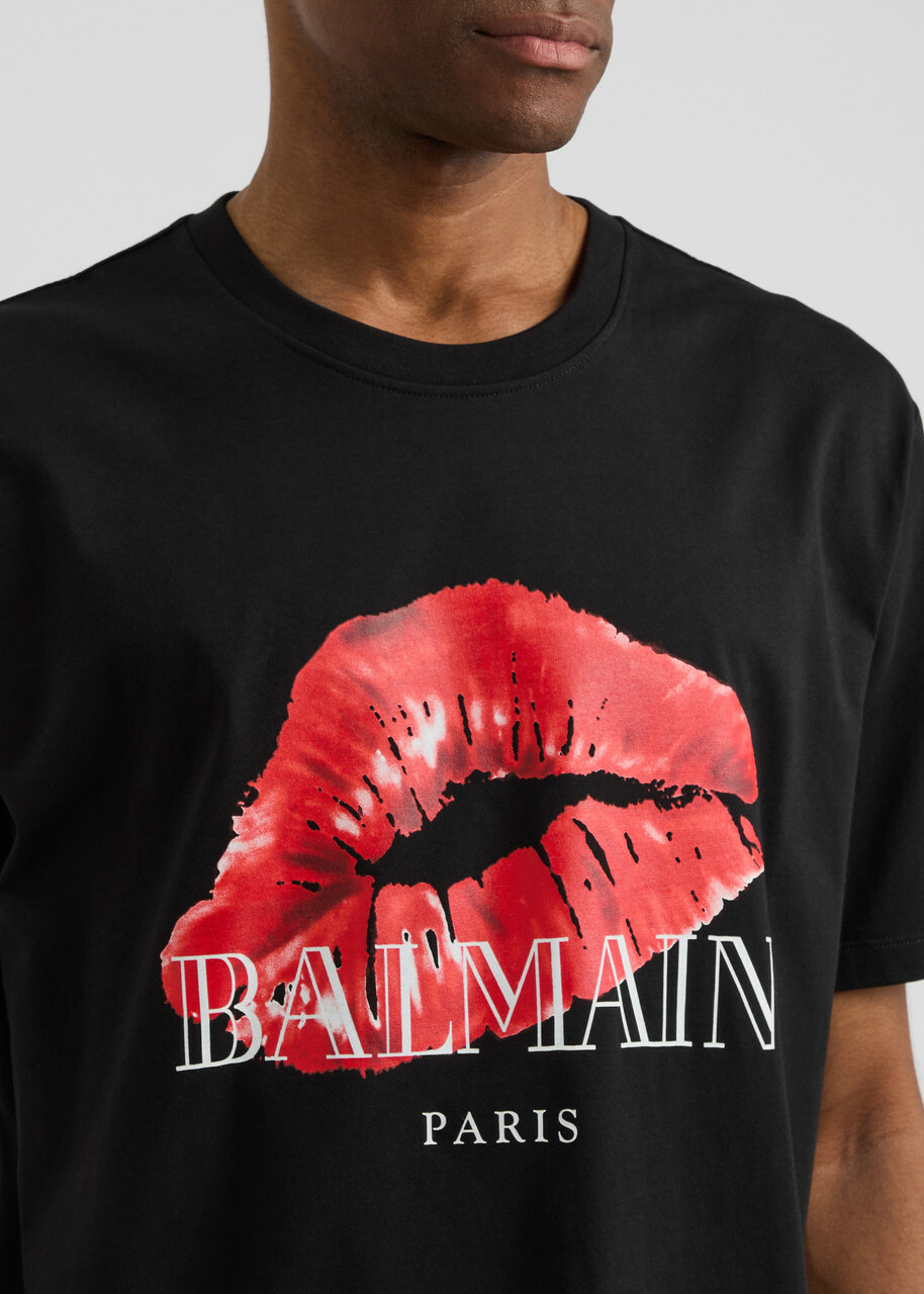 Balmain Kiss Logo-print Cotton T-shirt Black Balmain