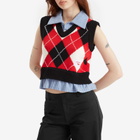 Charles Jeffrey Loverboy Women's Smart Cropped Vest in Red Argyl