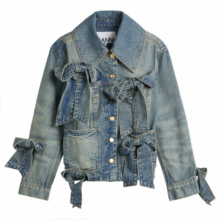 Photo: GANNI Women's Tint Rigid Denim Jacket in Mid Blue Vintage