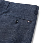 Zanella - Navy Noah Slim-Fit Prince of Wales Checked Linen-Blend Trousers - Blue