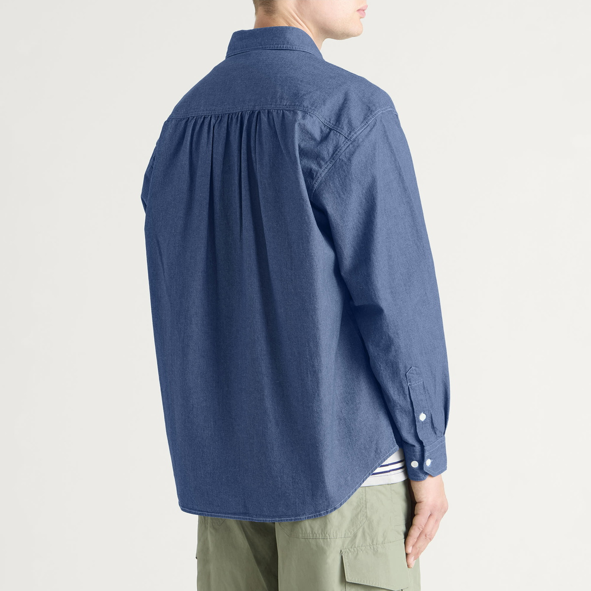 FrizmWORKS Men's 1920S Chambray Work Shirt in Blue