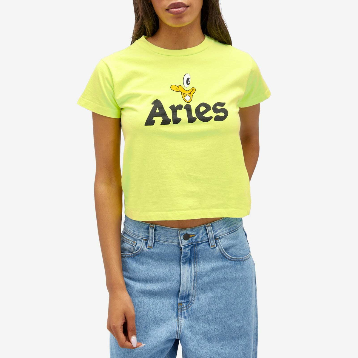 Aries Women's Baby Fit Fluoro T-Shirt in Safety Yellow 