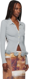 Conner Ives Blue Pom Pom Cardigan