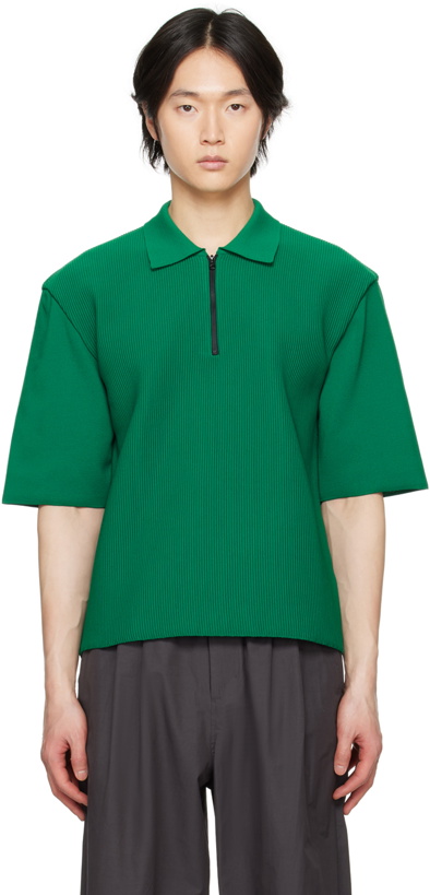 Photo: AMOMENTO Green Half-Zip Polo