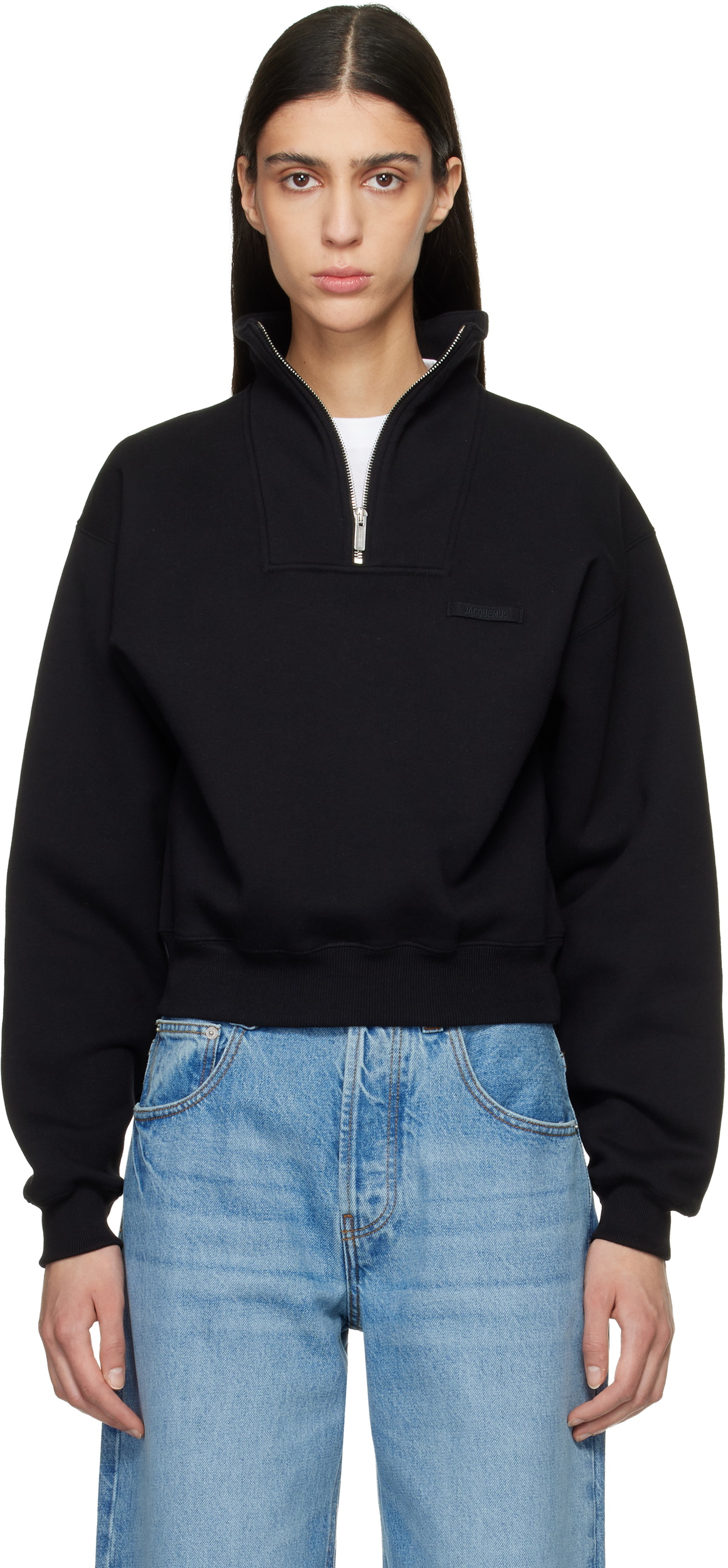 JACQUEMUS Black 'The Gros Grain zipped-rollneck' Sweatshirt