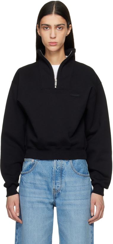 Photo: JACQUEMUS Black 'The Gros Grain zipped-rollneck' Sweatshirt