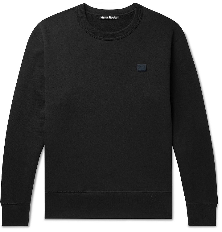 Photo: ACNE STUDIOS - Fairview Logo-Appliquéd Fleece-Back Cotton-Jersey Sweatshirt - Black