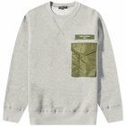 Comme des Garçons Homme Men's Pocket Crew Sweat in Top Grey/Khaki