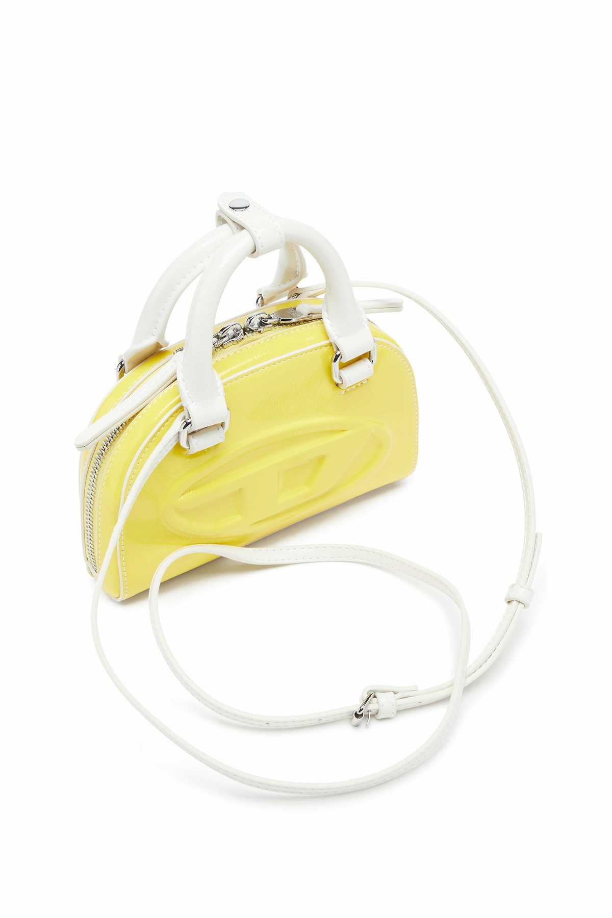 Diesel 1DR Dome-Mini crossbody bag with naplak effect - Crossbody Bags Womens in Yellow