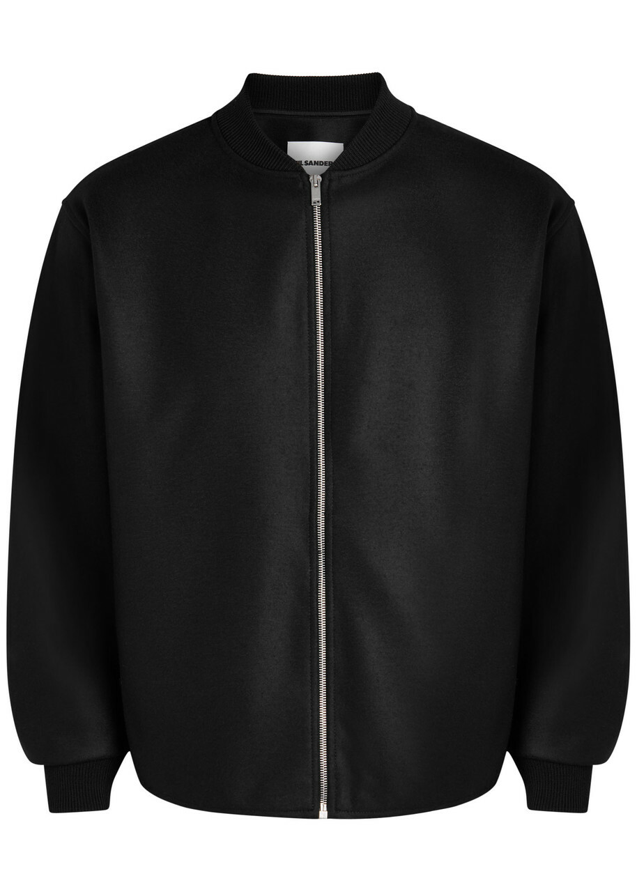 Jil Sander Zip-through Wool Sweatshirt Black