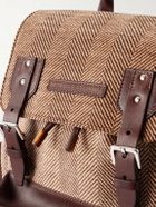 Brunello Cucinelli - Leather-Trimmed Herringbone Canvas Backpack