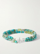 Peyote Bird - Cedar Double Sonoran Sterling Silver, Turquoise and Peridot Bracelet