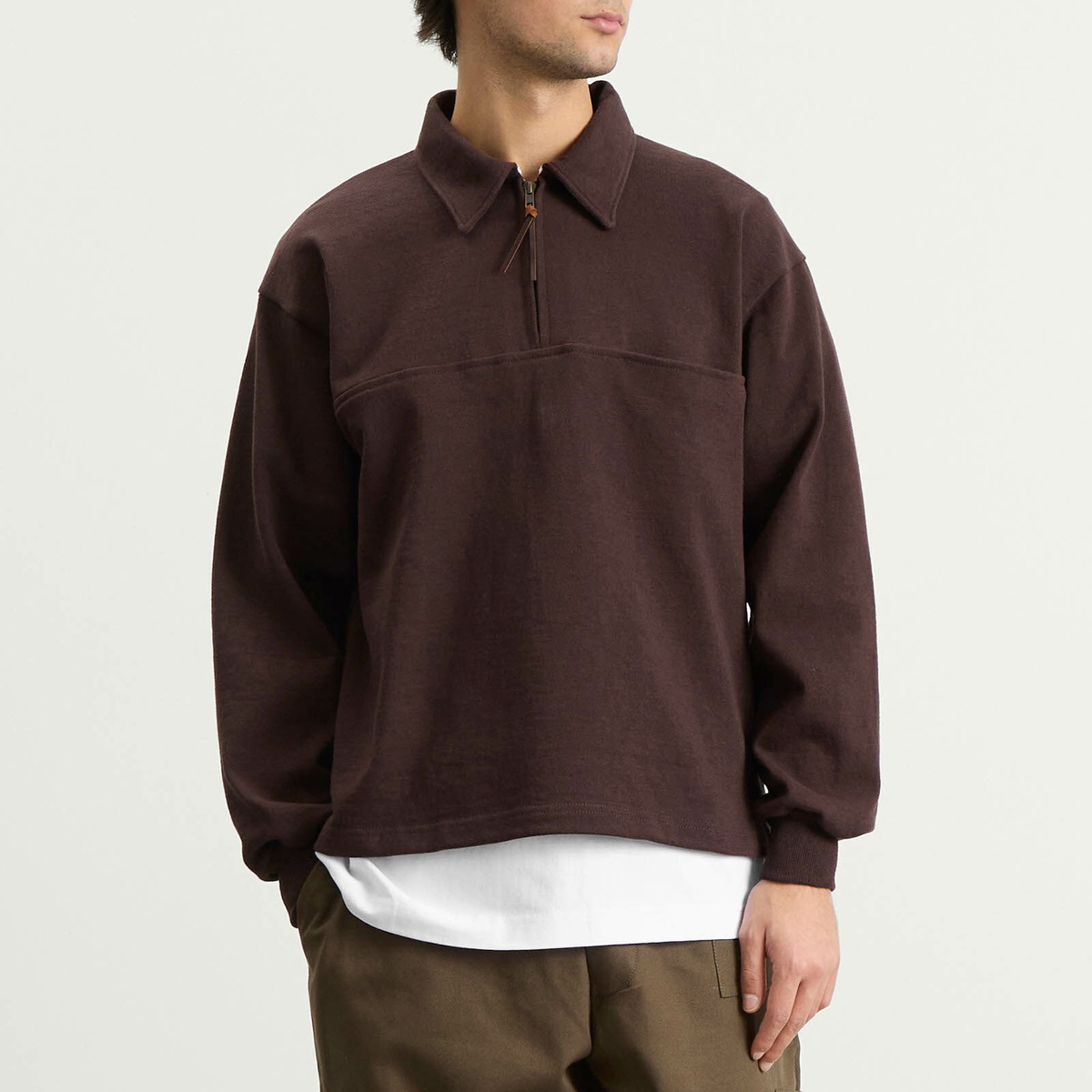 Café Mountain Men's Quarter Zip Heavy Sweat in Earth