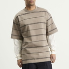 Comme des Garçons Homme Men's Horiztonal Stripe Long Sleeve Top in Off-White/Beige X Black
