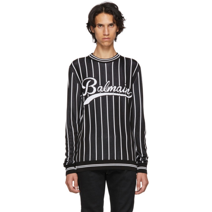 Photo: Balmain Black Striped Logo Sweater