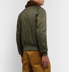 Monitaly - B-15 Faux Shearling-Trimmed Vancloth Cotton-Sateen Bomber Jacket - Green