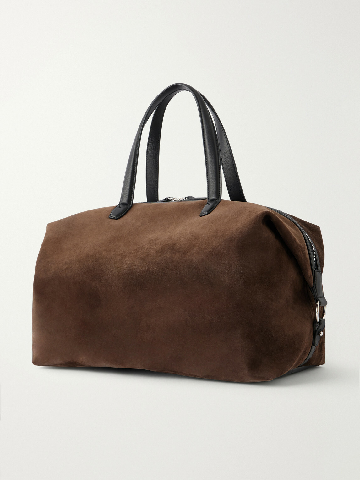 Brioni - Leather-Trimmed Suede Weekend Bag - Brown