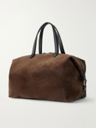 Brioni - Leather-Trimmed Suede Weekend Bag - Brown