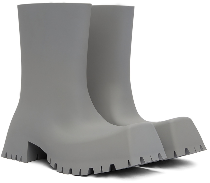 Balenciaga Grey Rubber Trooper Boots