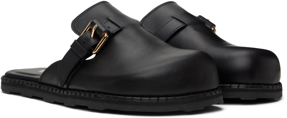 Moschino Black Leather Mule Loafers