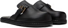 Moschino Black Leather Mule Loafers
