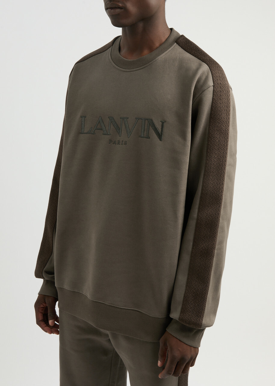 Lanvin Logo-embroidered Cotton Sweatshirt Brown
