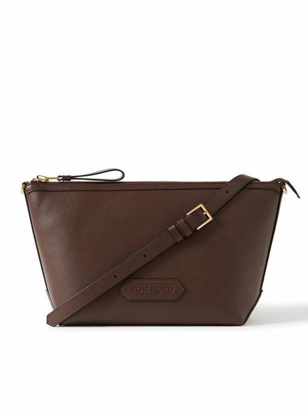Photo: TOM FORD - Logo-Debossed Leather Messenger Bag