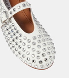 Alaïa Crystal-embellished leather ballet flats