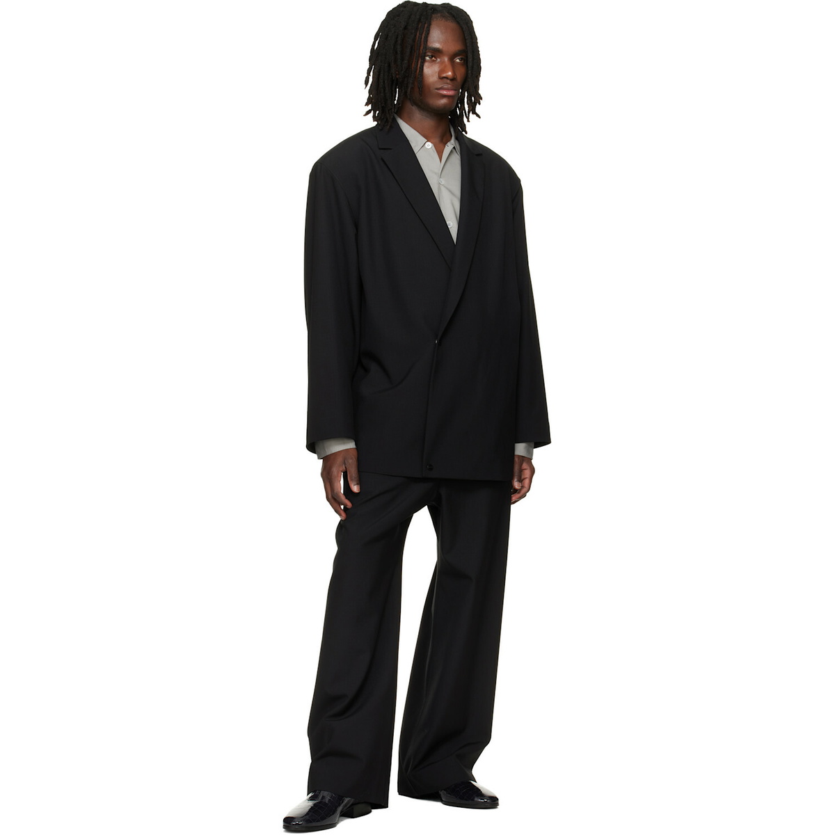 Fear of God Black Wool Ripstop Relaxed Long Blazer