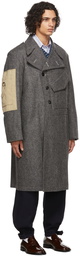 Maison Margiela Grey Wool Patched Coat