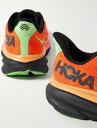 Hoka One One - Clifton 9 Rubber-Trimmed Mesh Running Sneakers - Orange