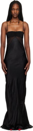 Rick Owens Black Temple Combo Slip Maxi Dress