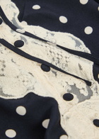 Rixo Ursula Polka dot Crepe de Chine top Navy
