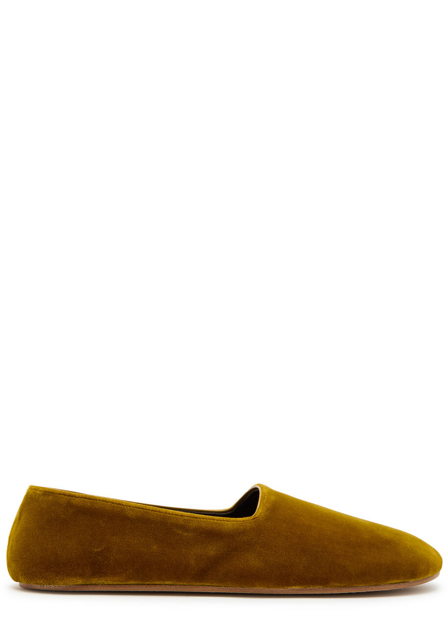 The Row Ponti Velvet Slipper Flats Camel