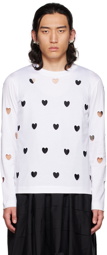 Simone Rocha SSENSE Exclusive White Heart Cutout Long Sleeve T-Shirt