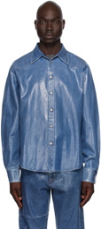 MM6 Maison Margiela Blue Coated Denim Shirt
