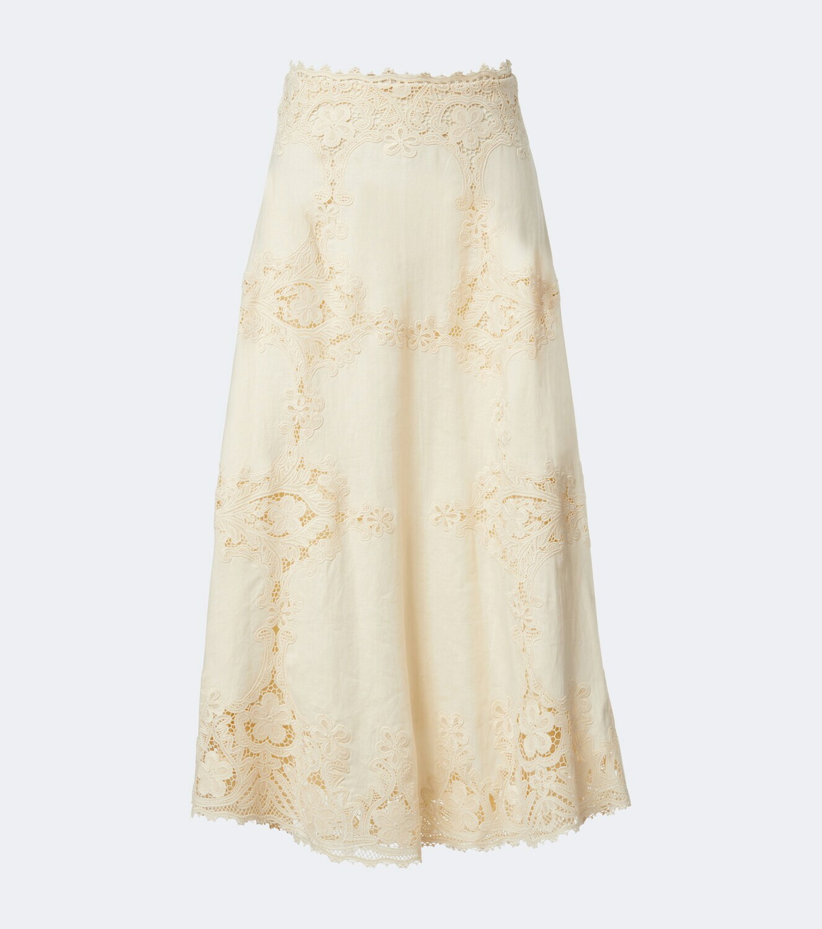 Ulla Johnson Fleur crochet-trimmed linen midi skirt