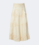 Ulla Johnson Fleur crochet-trimmed linen midi skirt